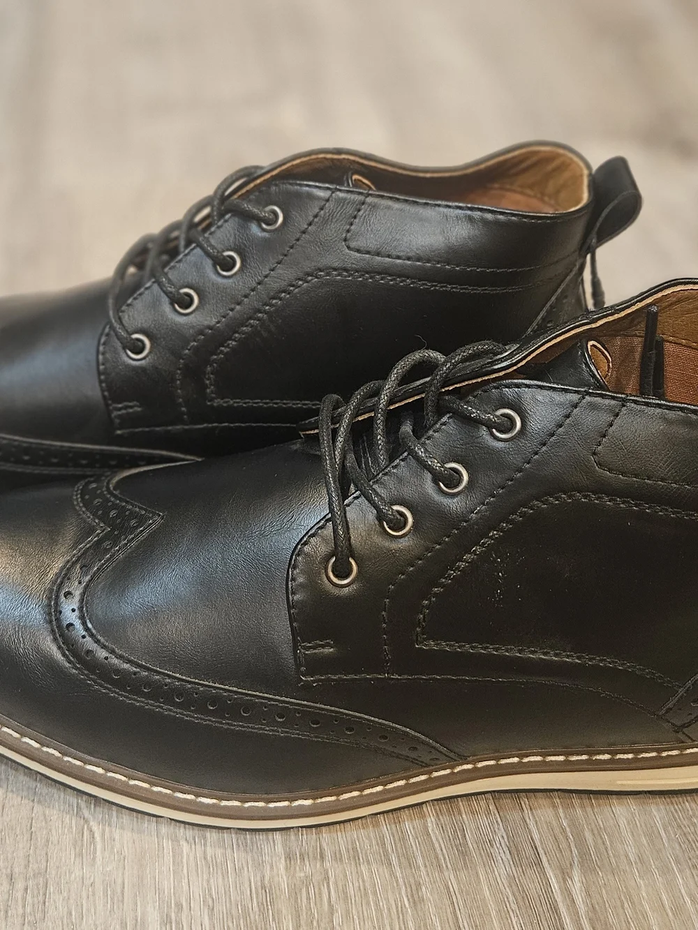 Men's Black Leather Wingtip Boots (New With Tags- Never Worn!)